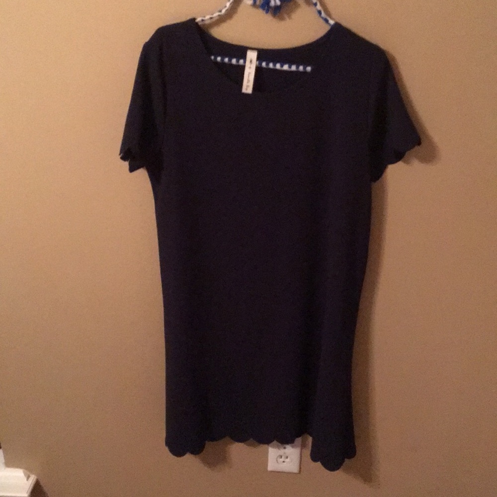 Navy Vanilla Bay navy scalloped shift dress